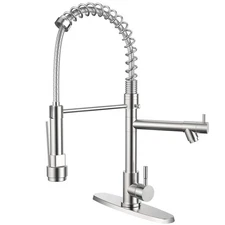 FEELSO Kitchen Faucet with Pull Down Sprayer, Single Handle Stainless Steel P...