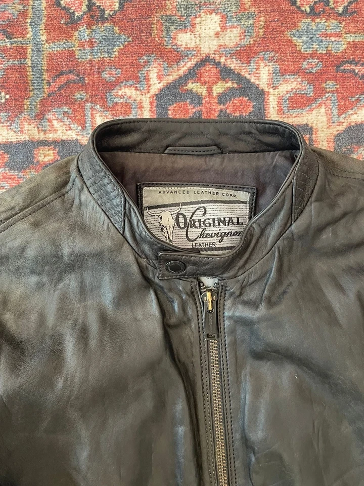 CHEVIGNON BIKER RETRO VINTAGE LEDERJACKE SCHWARZ CASUAL GR. XL - Bild 2 von 4