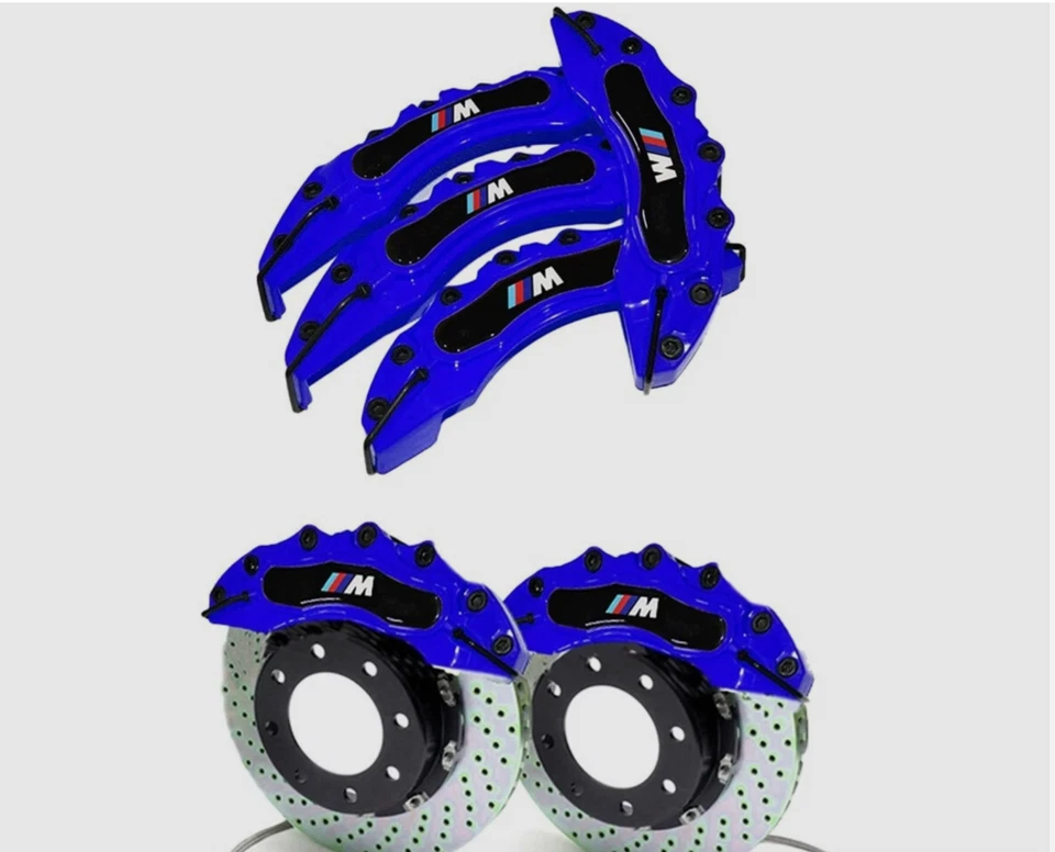4 PCS Blue M Style Brake Caliper Covers for BMW ? Universal Fit Front & Rear Set - Image 4 of 4