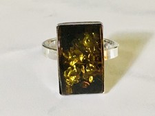 sterling silver Amber ring size 8 classic style