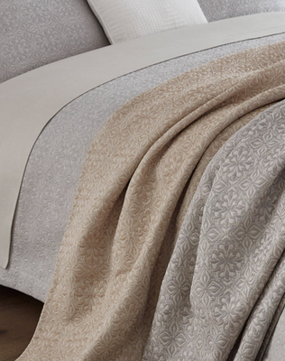 #ad Sferra VEROLI Queen Coverlet Blanket Khaki Cotton Textured Tile NEW $328.90