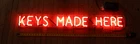 Vintage old original Locksmith KEYS MADE HERE antique neon sign No porcelain