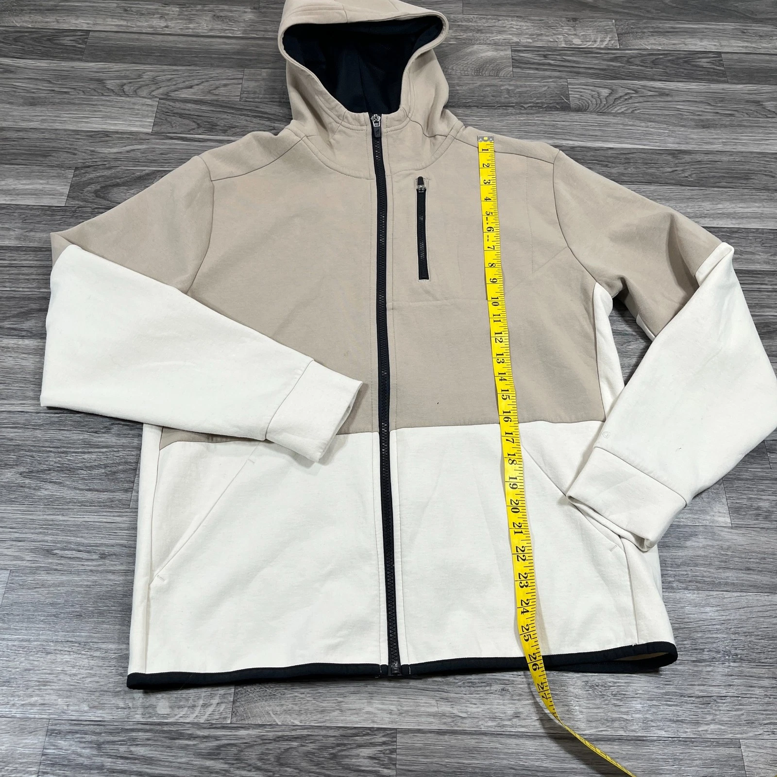 OFF WHITE Felpa con cappuccio uomo DSG full zip manica lunga bianca marrone taglia M