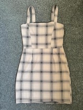 I Saw It First Beige Check Pinafore Mini Dress | Size 12