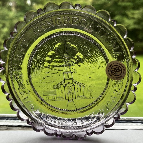 Harwich First Congregational Church Cape Cod VTG Decor Pairpoint Glass Cup Plate - Picture 5 of 6
