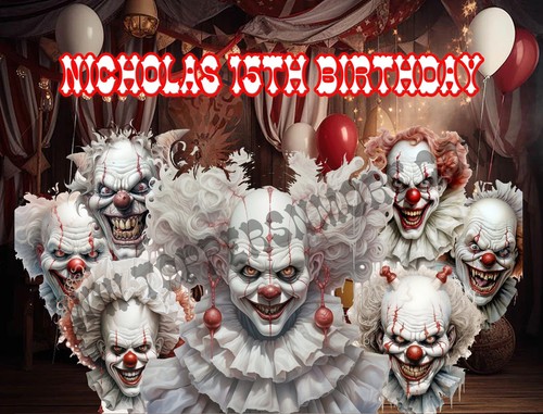 KILLER KLOWNS Personalized Edible Print Cake Topper Frosting Sheets 5 Size - Picture 3 of 7