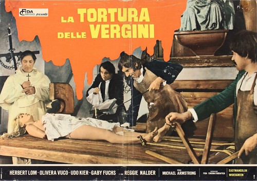 LA TORTURA DELLE VERGINI FOTOBUSTE 6 PZ. 1969 MARK OF THE DEVIL USED LOBBY CARD - Foto 6 di 7