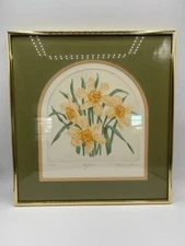 Kathleen Cantin 'Daffodils" Signed, Matted & Framed Etching #162/200 No Damage