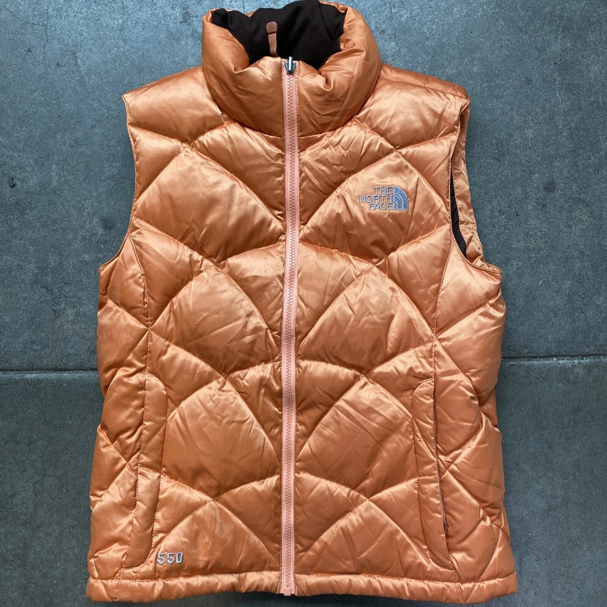 womens north face vest orange 550 Down Size small eBay