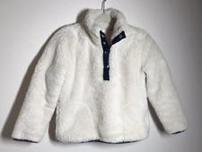 J Crew Crewcuts Sherpa Half Snap Pullover Jacket Cream Girl XS 4 5 Excellent