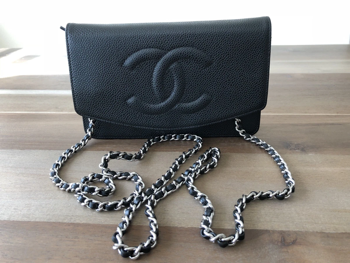 CHANEL Black Caviar Classic Wallet On Chain Microchipped Silver Hardwa –  AYAINLOVE CURATED LUXURIES