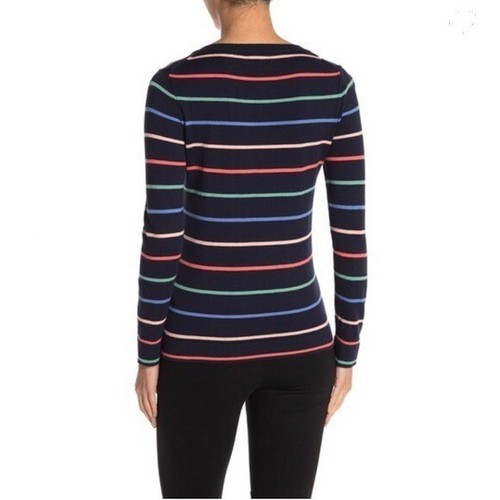 J. nuova con etichetta CREW Maglione a Righe, S, Cotone, Morbido Elasticizzato Girocollo Navy - Foto 3 di 5