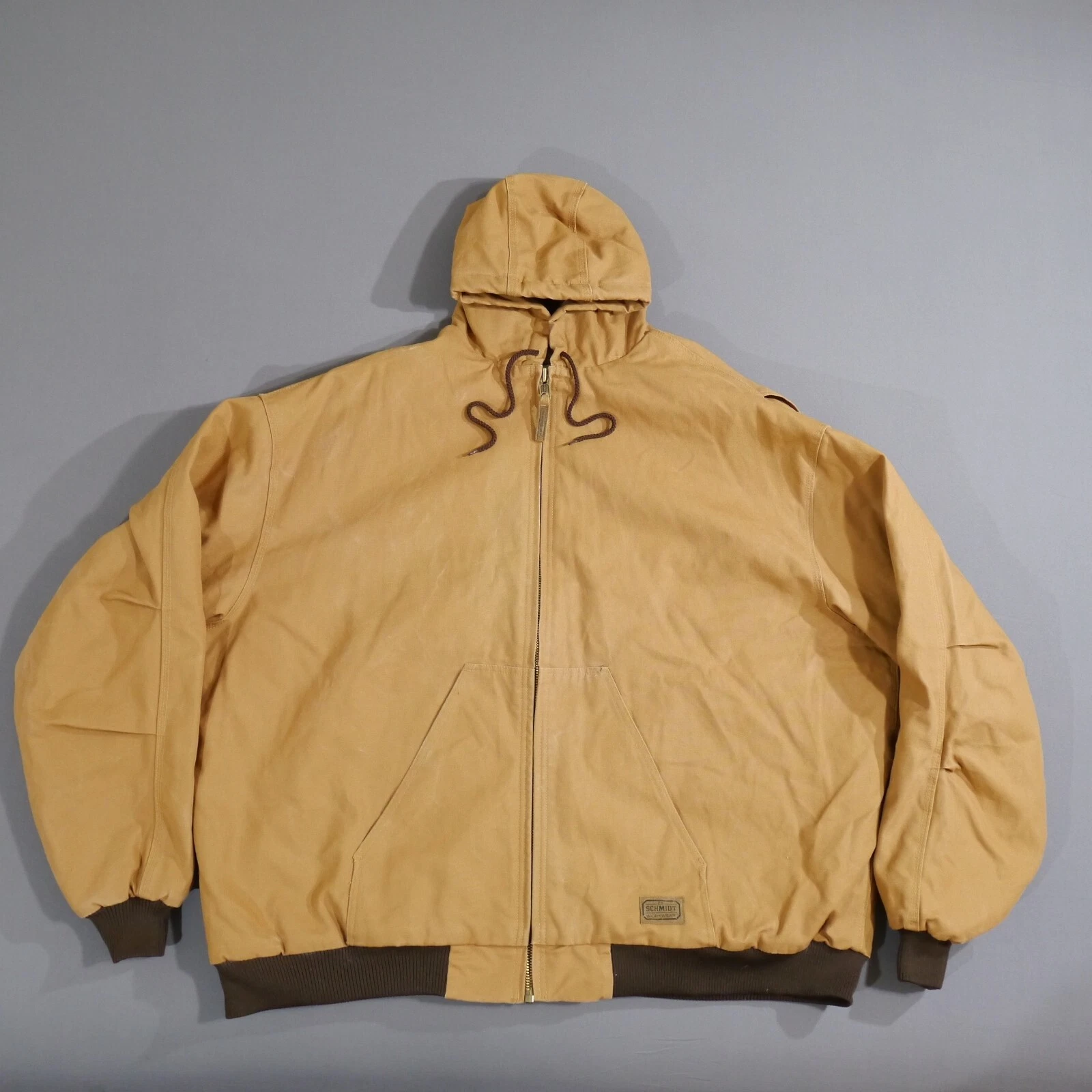 Schmidt Workwear Hooded Jacket Men's XL Brown/Tan Canvas Pocket Insulated Coat