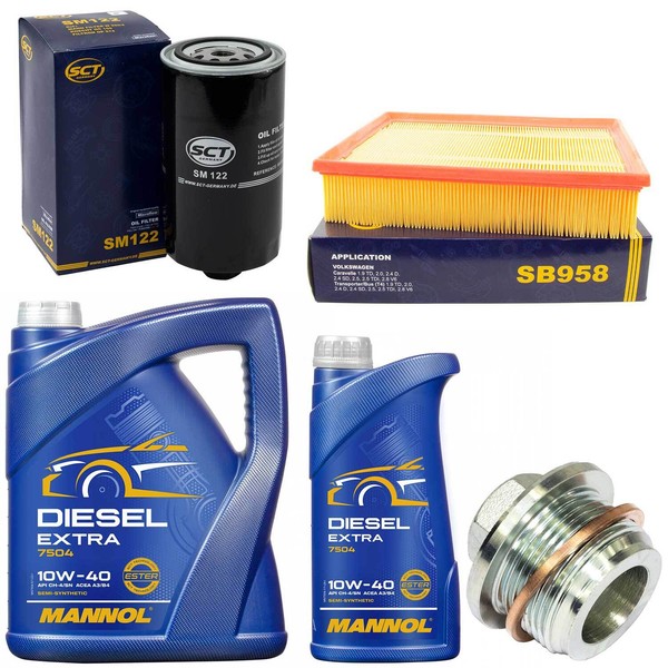 MotoröL Filter Set 10W40 6 Liter + ÖLablassschraube FüR VW Transporter IV 2.4 D-image