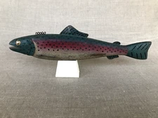 Ice Spearing Fishing Decoy, Hand Carved Hand Painted, a Rainbow Trout, 14" Mikko