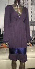 VOOM BY JOY HAN Cummerbund Bottom Blouson Dress in Violet Navy size M