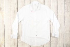 CALVIN KLEIN STEEL WHITE LARGE SLIM HERRINGBONE 16.5 BUTTON FRONT SHIRT DEFECT