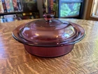 Vintage Corning Ware Pyrex Visions Cranberry  1 QT Casserole Dish V-31-B W / Lid