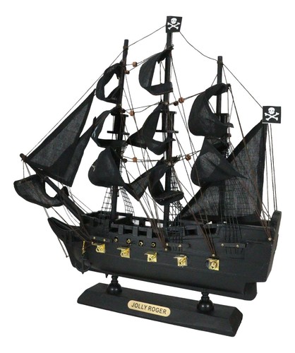 Nautical Marine Pirate Black Jolly Roger Cross Bones Skull Model Sail Ship Boat - Picture 6 of 8