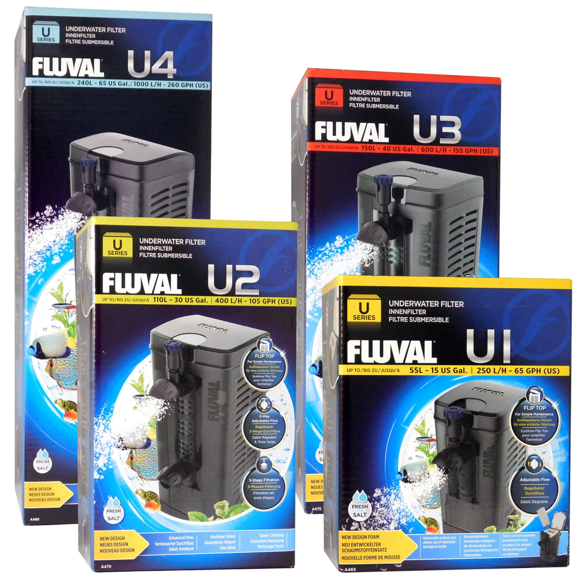 FLUVAL NEW U SERIES U1 U2 U3 U4 INTERNAL FILTERS SUBMERSIBLE