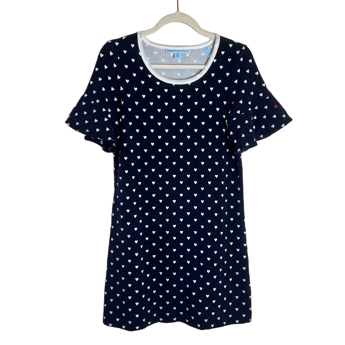 FILA Abito elasticizzato Draper James taglia S blu navy bianco Love Row cuori