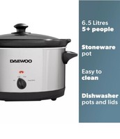 Daewoo stainless steel slow cooker kitchen work top Dishwasher Safe 6.5L SDA1788