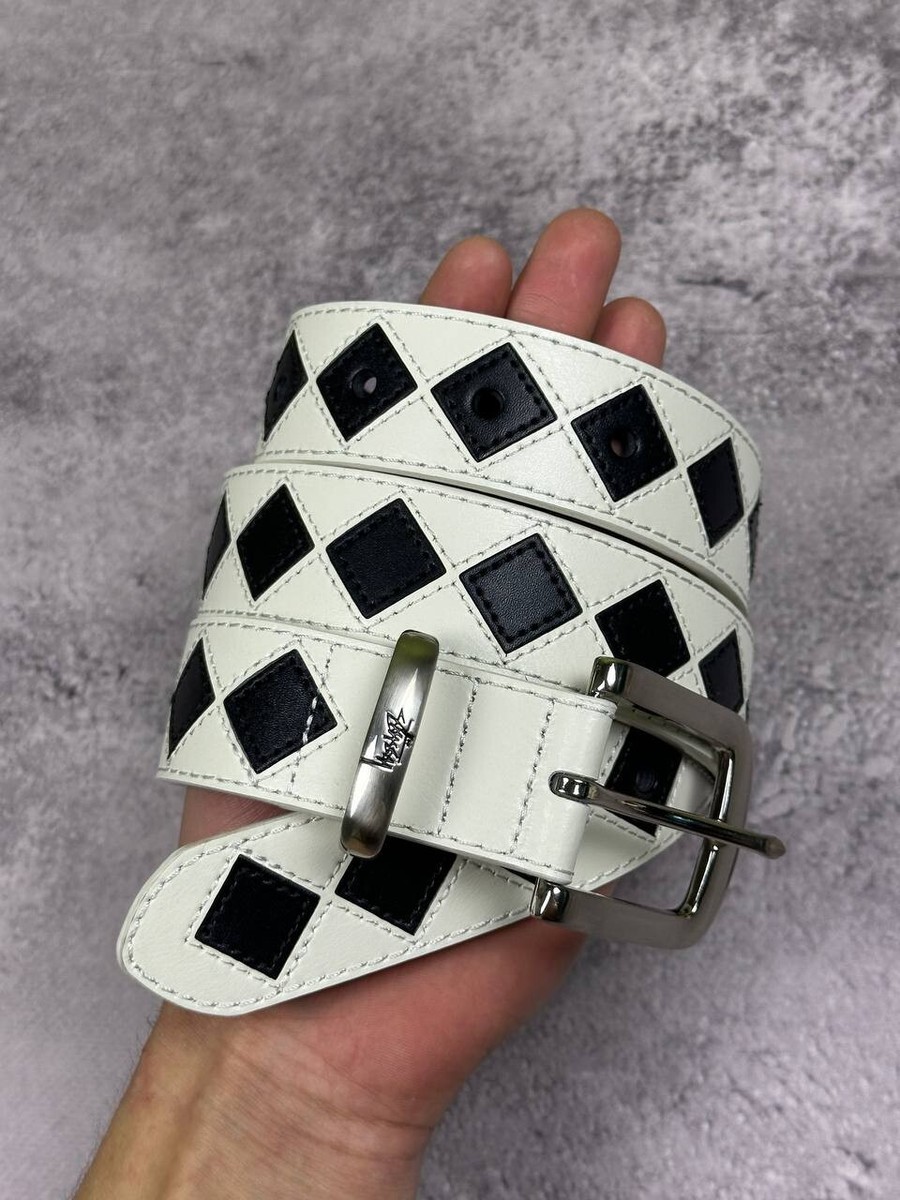 Vintage Stussy white and blacl Leather Belt One Size Spiked Vintage Stussy white and blacl Leather Belt One Size Spiked