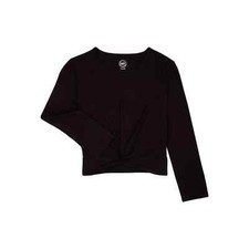 Wonder Nation Girls SIZE L 10-12 Twist Front Tee with Long Sleeves COLOR BLACK