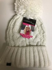Girl's White Cuddl Duds Knit Winter Hat Size M/L 7-14 Plush/Glitter Retail 26