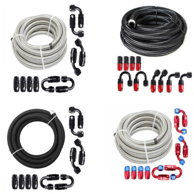 #ad Stainless Steel Braided 6 8 10 AN CPE Fuel Oil Gas Hose Line amp; Fittings Kit 20FT $59.29