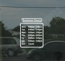 Business Hours Custom Window Door Glass Store Vinyl Decal Sign Sticker Style #7