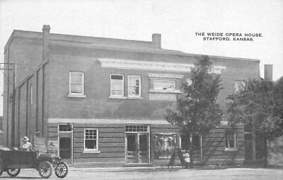 Postcard C-1910 Kansas Stafford The Weide Opera House Black White 24-5165