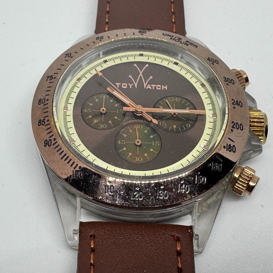 ToyWatch Reloj de Cuarzo Hombre Plástico Transparente Cronógrafo Cuero Analógico Batería Nueva Foto 2 de 4