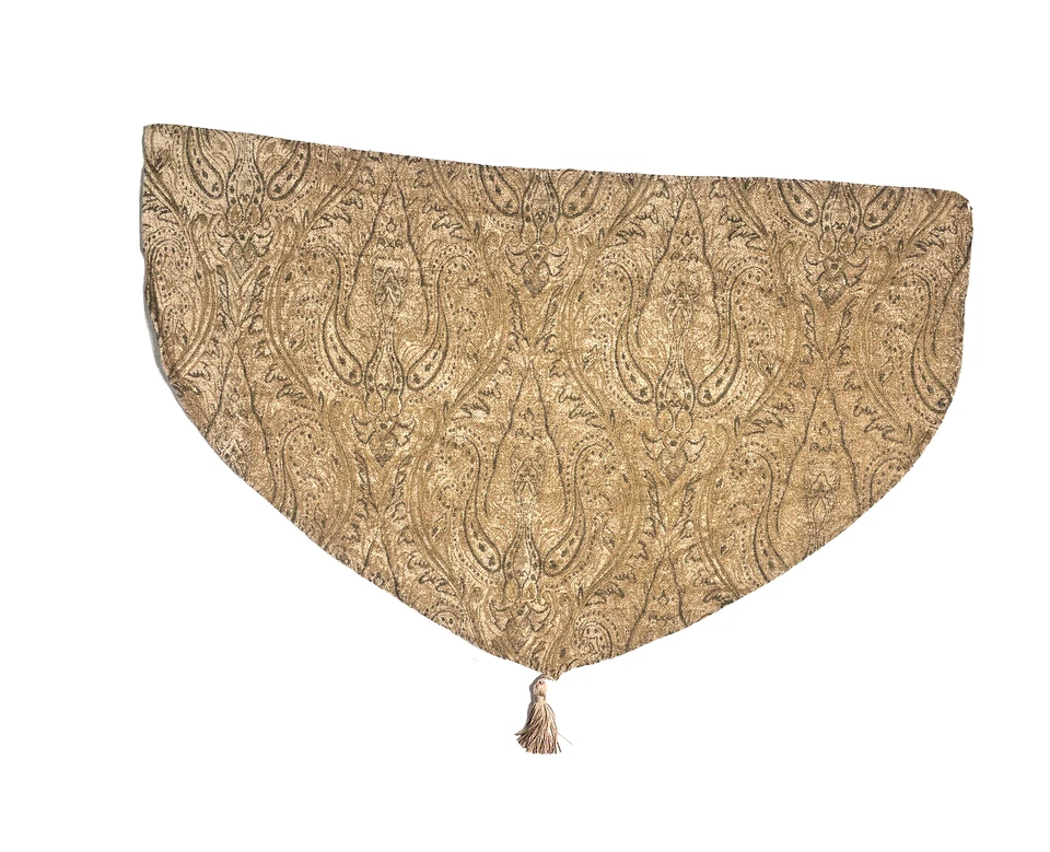 Conjunto 4 Valances Luxo Tratamentos de Janela Cortinas Curtas Borlas Bronzeadas Tapeçaria - Imagem 2 de 4