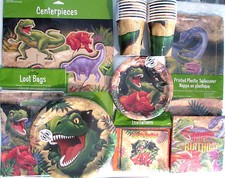 DINO BLAST DINOSAURIO Feliz Cumpleaños Fiesta Suministro SUPER Kit con Centro de Mesa e Invitación
