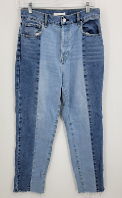 PacSun Jeans Womens 29 Patchwork Denim Tapered Fit Y2K 90s Raw Hem Button Fly