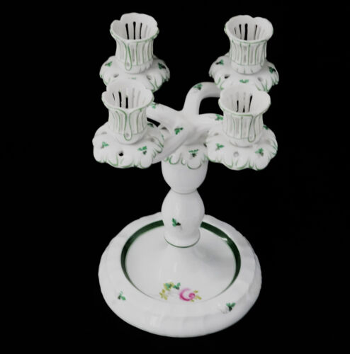 Herend Vienna Rose VRH Hand-painted China Four Light Candle Holder #7915 - Picture 2 of 10