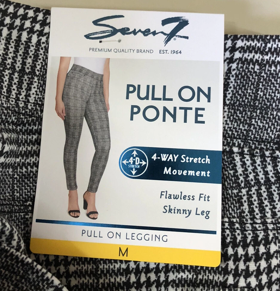 Seven7 Ponte Pull On Legging - Size M - BLK/WHT Glen Plaid