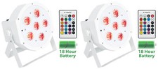 2 Rockville BATTERY PAR 61 White Rechargeable RGBWA UV DMX DJ Up-Lights Remotes