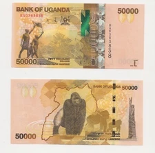 UGANDA: New 50,000 Shillings Banknote  2022 ( 2023)  P 54 New Sign UNC
