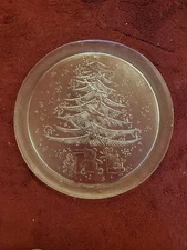 Holiday Glass Platter Tray Christmas Duralex Saint Gobain Made in France 13" FS