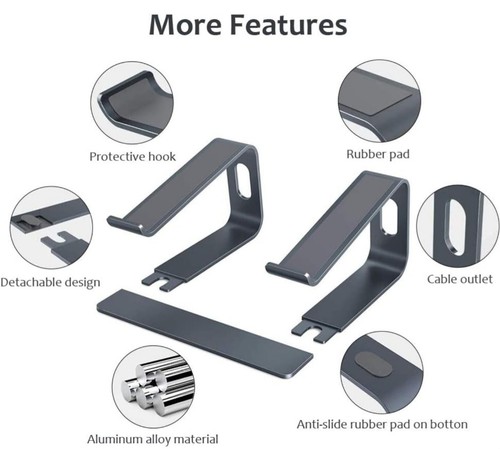 Laptop Stand for Desk Computer Stand for Laptop Laptop Riser Laptop Stand Grey - Picture 7 of 8