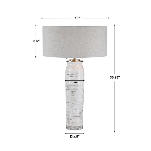 Uttermost Lenta Ceramic Iron and Crystal Table Lamp in Off White - Picture 9 of 9
