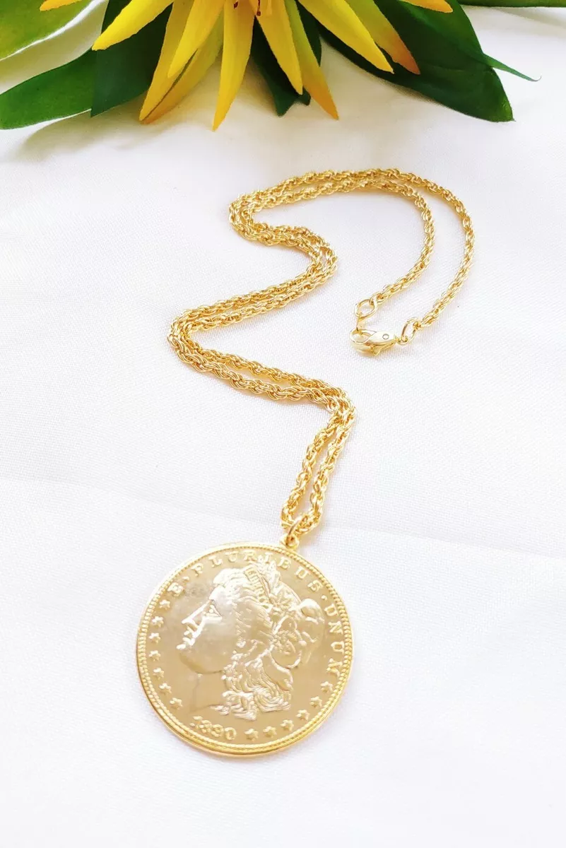 Gold coin outlet medallion pendant