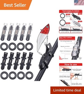Versatile 10 Pcs Fishing Hook Keeper Set with Rubber O-rings for All Rods