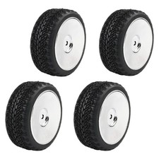 4PCS 12mm Hub Silver Rim Tires RC Car Tires 1/10 On Road Racing Touring Car...