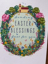 SENDING EASTER BLESSINGS Easter Card, Church & Flowers, Religious verse