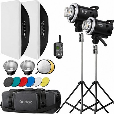 Godox MS300V 300W Professional Studio Strobe Flash Lighting Kit 2 Light Softbox