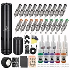 Tattoo Gun Kit-Wireless Tattoo kit Complete for beginners Rotary Tattoo Machi...