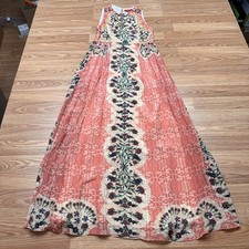 Bhanuni By Jyoti Dress Womens 00P Petite Pink Beaded Floral Boho Maxi Lined